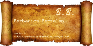 Barbarics Bertalan névjegykártya